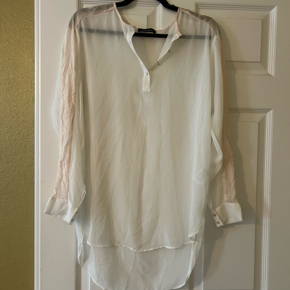 Cop.Copine Ivory Blouse Button Accents size 40 large "Olavia" tunic